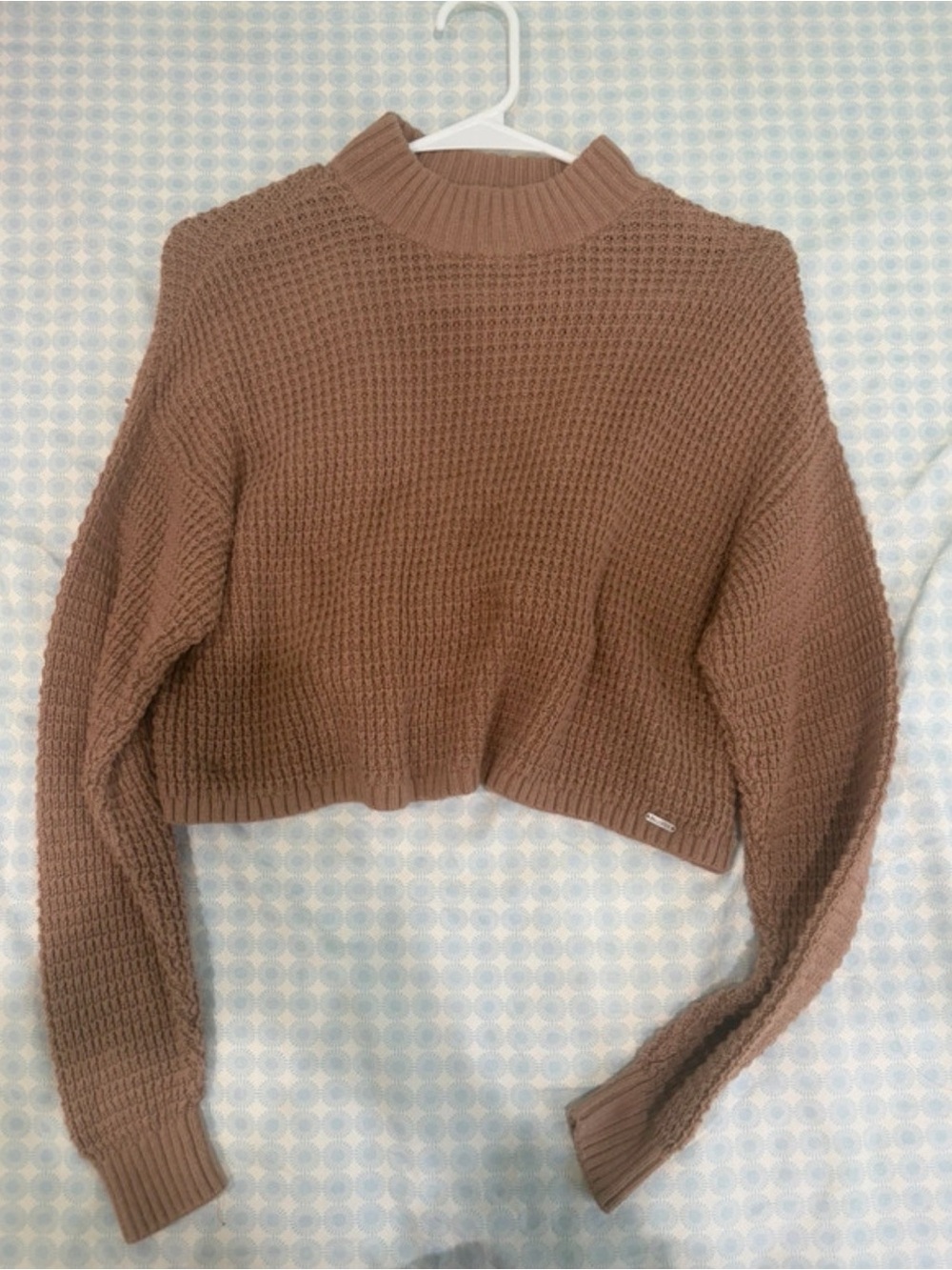Hollister Cropped Waffle Knit Sweater - Brown